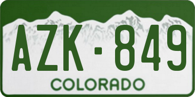 CO license plate AZK849