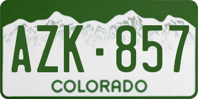 CO license plate AZK857