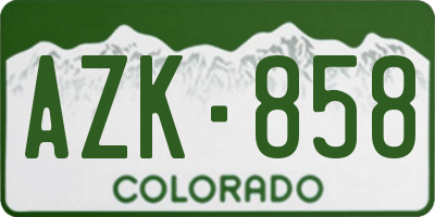 CO license plate AZK858