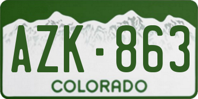 CO license plate AZK863