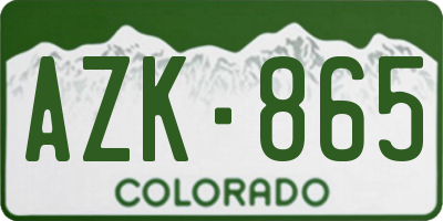 CO license plate AZK865