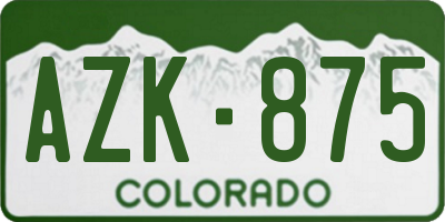 CO license plate AZK875