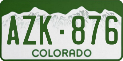 CO license plate AZK876