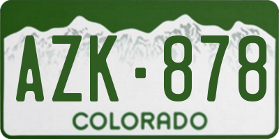 CO license plate AZK878
