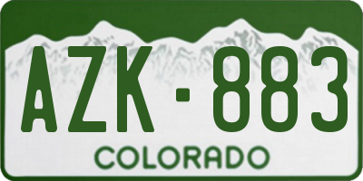 CO license plate AZK883