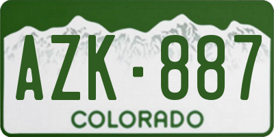 CO license plate AZK887