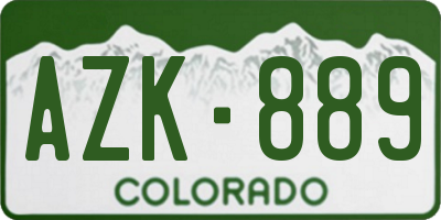 CO license plate AZK889