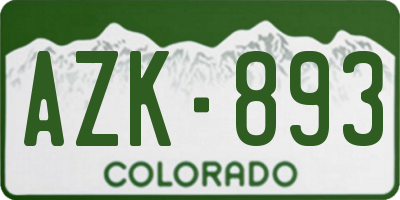 CO license plate AZK893
