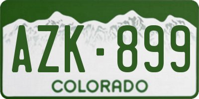 CO license plate AZK899