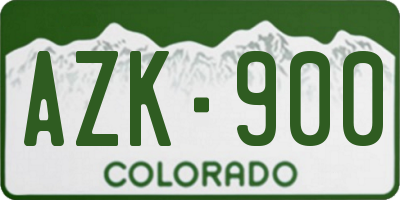 CO license plate AZK900