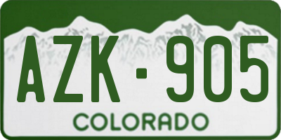 CO license plate AZK905