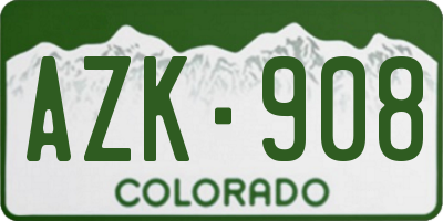 CO license plate AZK908