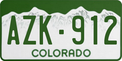 CO license plate AZK912