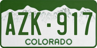 CO license plate AZK917