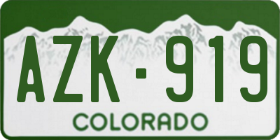 CO license plate AZK919