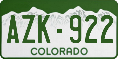 CO license plate AZK922