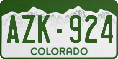 CO license plate AZK924