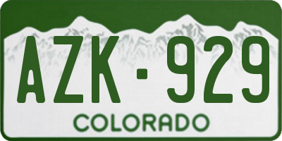 CO license plate AZK929