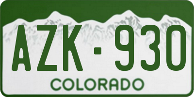 CO license plate AZK930