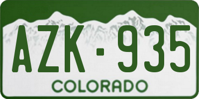 CO license plate AZK935