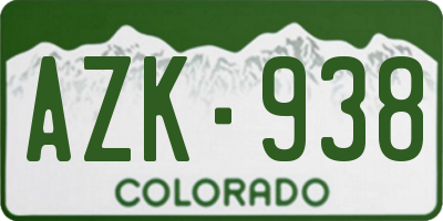 CO license plate AZK938