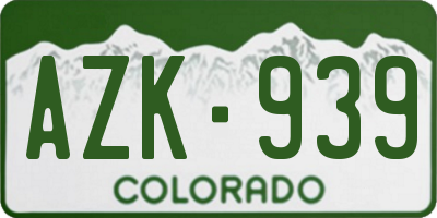 CO license plate AZK939