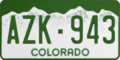 CO license plate AZK943