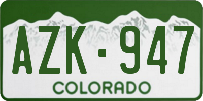 CO license plate AZK947