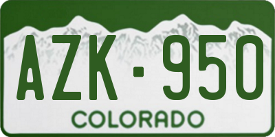 CO license plate AZK950