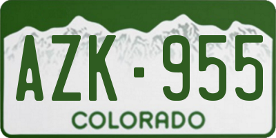 CO license plate AZK955