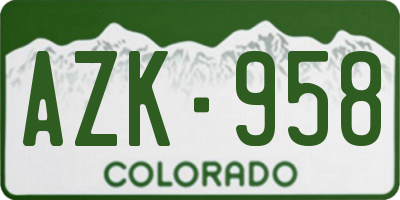 CO license plate AZK958
