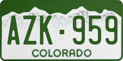 CO license plate AZK959