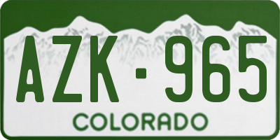 CO license plate AZK965