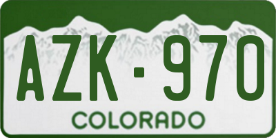 CO license plate AZK970