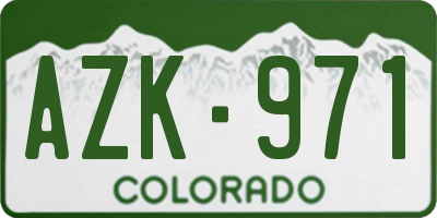 CO license plate AZK971