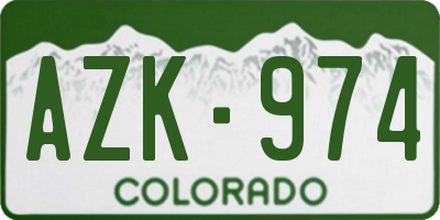 CO license plate AZK974