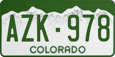 CO license plate AZK978