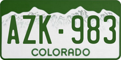 CO license plate AZK983