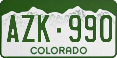 CO license plate AZK990