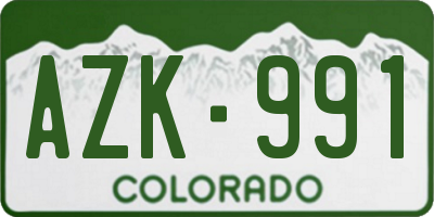 CO license plate AZK991