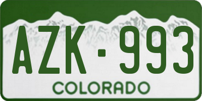 CO license plate AZK993