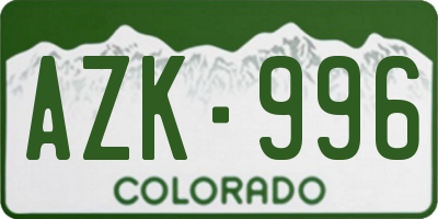 CO license plate AZK996