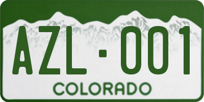 CO license plate AZL001