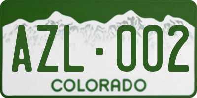 CO license plate AZL002