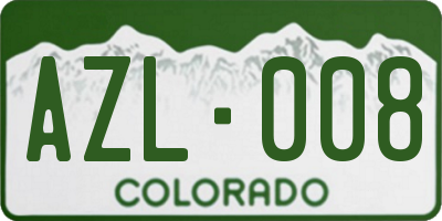 CO license plate AZL008