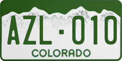 CO license plate AZL010