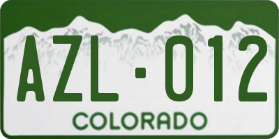 CO license plate AZL012
