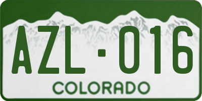 CO license plate AZL016