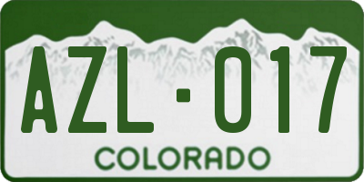 CO license plate AZL017
