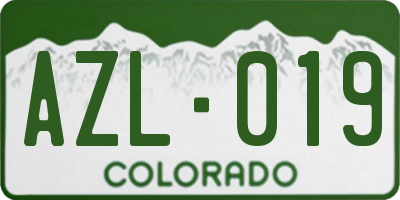 CO license plate AZL019
